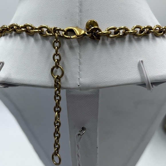 J Crew Peach Blush & Sage Green and Crystal and metal Statement Bib Necklace - Picture 13 of 16